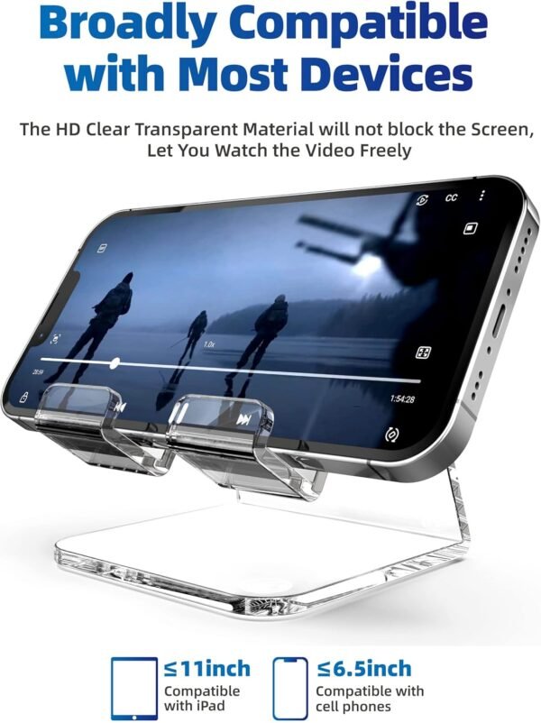 oem/odm topgo acrylic cell phone stand, clear phone holder for office desk, vanity, kitchen, bedside table, compatible with iphone/smartphones/ipad/switch/kindle, office desk accessories wholesale supplier & factory