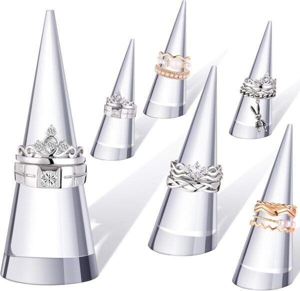 oem/odm jetec clear acrylic crystal ring holder acrylic ring display jewelry holder wedding display cone support single finger rings showcase stand for jewelry wholesale supplier & factory