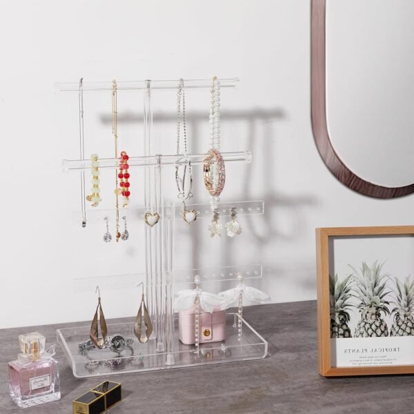 oem/odm acrylic jewelry display stand 4-tier clear jewelry organizer, necklace bracelet earring watch ring jewelry holder,display tower tray storage gift for women wholesale supplier & factory