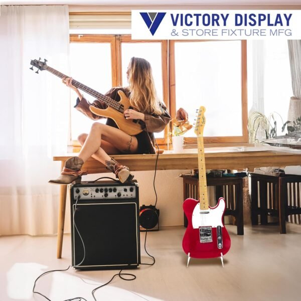 oem/odm victory clear acrylic electric guitar stand - heavy duty 1/4" thick - easy display setup & foldable for travel - travel bass stands floor - acoustic guitar accessories for beginners - 1 pack wholesale supplier & factory