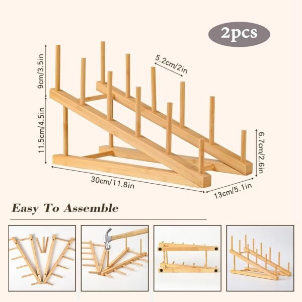 oem/odm 2 pack plate stands for display,wooden plate holders for displaying,5-tier craft show display stands for tabletop book, artwork, photo, record, magazine and platter wholesale supplier & factory