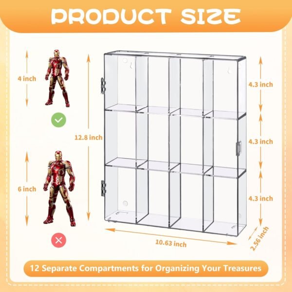 oem/odm 12-compartment acrylic display case for figures, rocks, crystals, mini toys & collectibles - clear display box, wall-mountable & desktop, swing door design, dustproof & waterproof, no assembly wholesale supplier & factory
