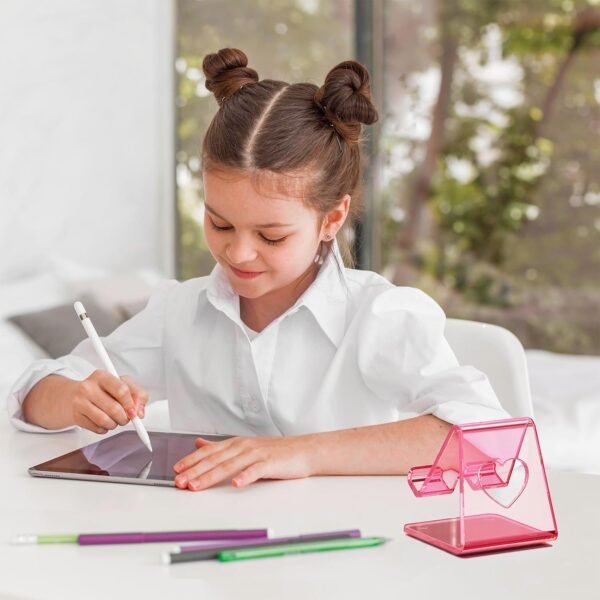 oem/odm crpich acrylic cell phone stand, portable phone holder, clear pink phone stand for desk, compatible with phone16 15 14 13 12 11 pro max se, switch, android smartphone, pad, tablet, desk accessories wholesale supplier & factory
