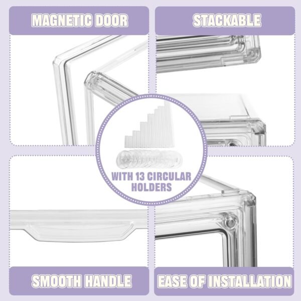 oem/odm clear acrylic display case with free-combination holder, large blind box for figures, dustproof storage organizer with magnetic door for action figures toys, stackable collectibiles showcase wholesale supplier & factory