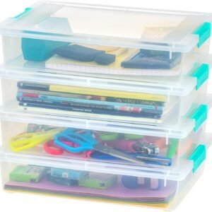 oem/odm iris usa 6 qt. plastic storage bins containers with lids, 4 pack, sensory bin, craft storage, craft organizers and storage, organizing container for home, office and school supplies, stackable, clear wholesale supplier & factory