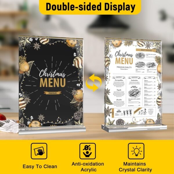oem/odm acrylic sign holder 8.5 x 11 inches 14 pack double sided clear display stand vertical table sign holder plastic t shape document menu flyer holder for office stores restaurants wedding party wholesale supplier & factory