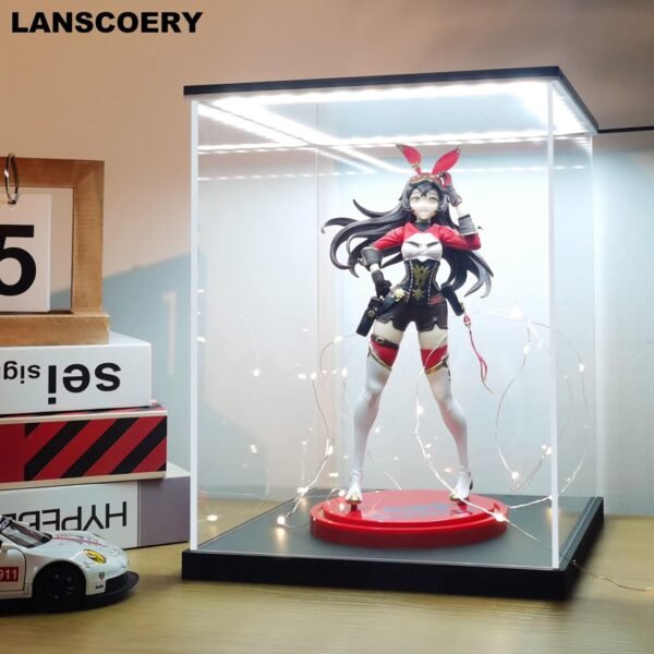oem/odm lanscoery clear acrylic display case with white and warm led light, showcase and display box, dustproof with uv protection, perfect for figures collectibles - 4x4x4inch wholesale supplier & factory