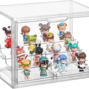 oem/odm acrylic display case with display risers stands figure display case with magnetic door for collectibles mini figure popmart acrylic collectibles showcase wholesale supplier & factory