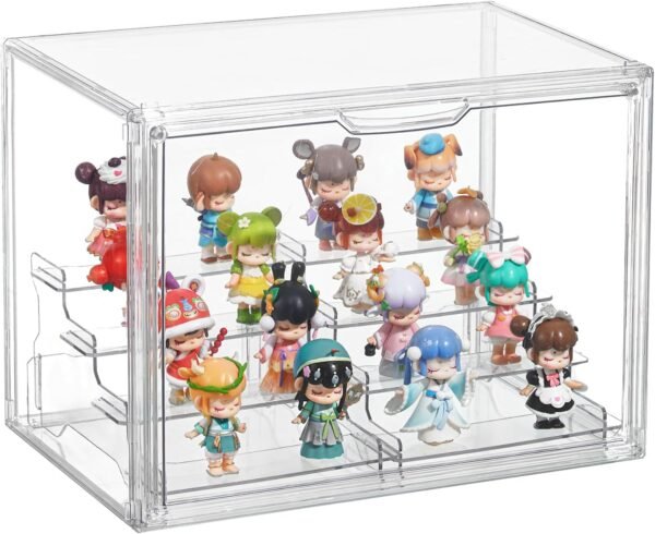 oem/odm acrylic display case with display risers stands figure display case with magnetic door for collectibles mini figure popmart acrylic collectibles showcase wholesale supplier & factory