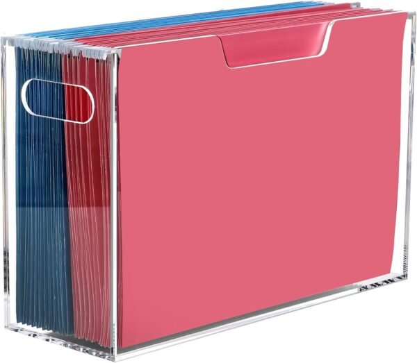 oem/odm dinghuo legal size file organizer, acrylic protable hanging file organizer with handles, clear storage file folder holder filing box crate for desk, school, office supplies - 1 pack wholesale supplier & factory