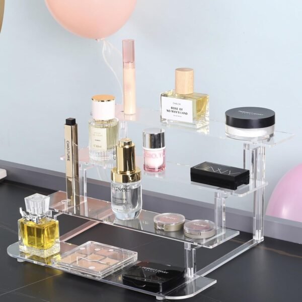 oem/odm 4 tier acrylic display risers, perfume organizer stand, clear shelf risers for figures, dessert shelves for party, funko pop shelves, cupcake stand holder decoration wholesale supplier & factory