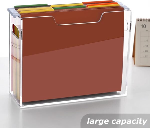oem/odm dinghuo hanging file box, letter size acrylic hanging file organizer, clear portable file storage box with handle, file folder holder for desk home office school -1 pack wholesale supplier & factory