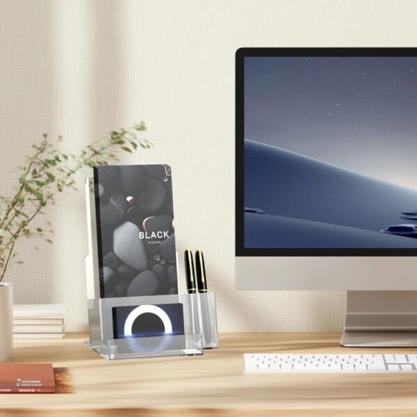 oem/odm kingtop acrylic brochure holder, pamphlet holder display stand with pen slot, clear brochure display stand for office, trade show, and retail marketing materials (2 pack) wholesale supplier & factory