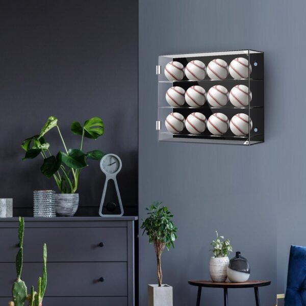 oem/odm acrylic baseball display case wall mounted display holder shadow box clear baseball holder removable ball stand for collector memorabilia autograph case(3 tiers for 12 balls) wholesale supplier & factory
