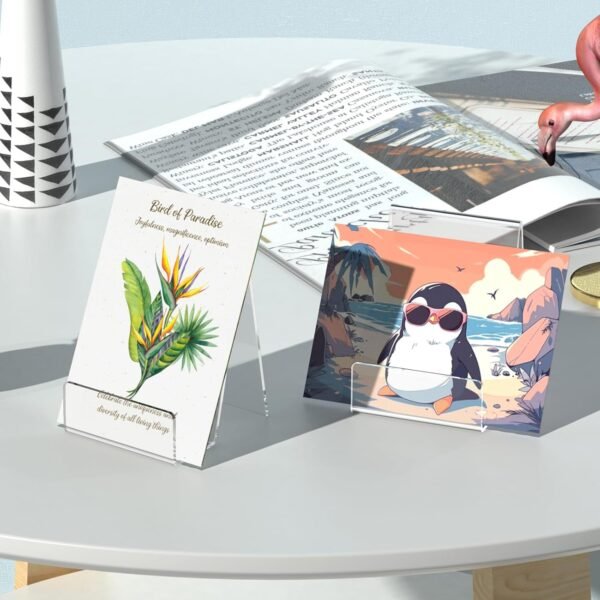 oem/odm 4 pack acrylic book stand, book holder for display, clear easel stand for display, display holder for postcard, cd, frame, picture, magazine, plate, phone, sticker wholesale supplier & factory