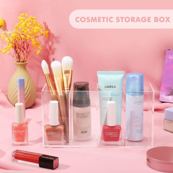oem/odm yulejo 4 compartment acrylic makeup organizer and storage with lid bathroom storage with 4 tray eyelash mascara brushes organizer brush holder for cosmetics, cotton balls or office supplies (1 pack) wholesale supplier & factory