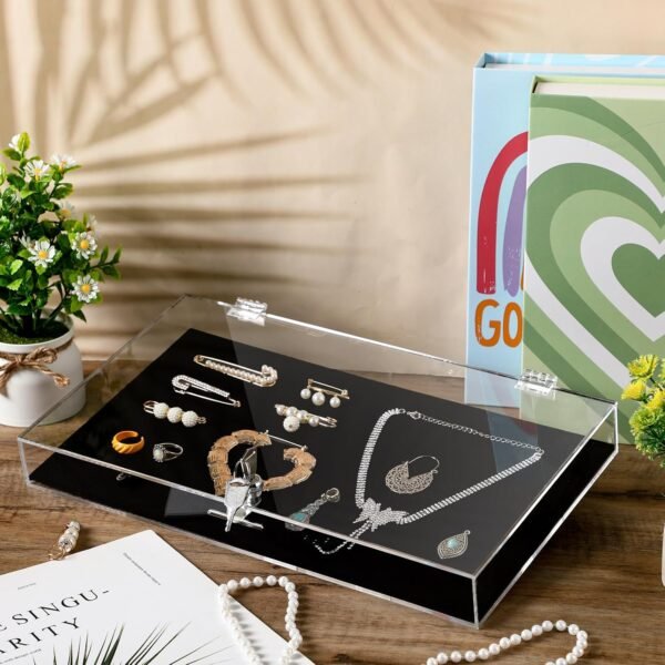oem/odm 2 pcs acrylic locking jewelry display case clear ring earring necklace bracelet security showcase with lock and key for trade show retail display wholesale supplier & factory