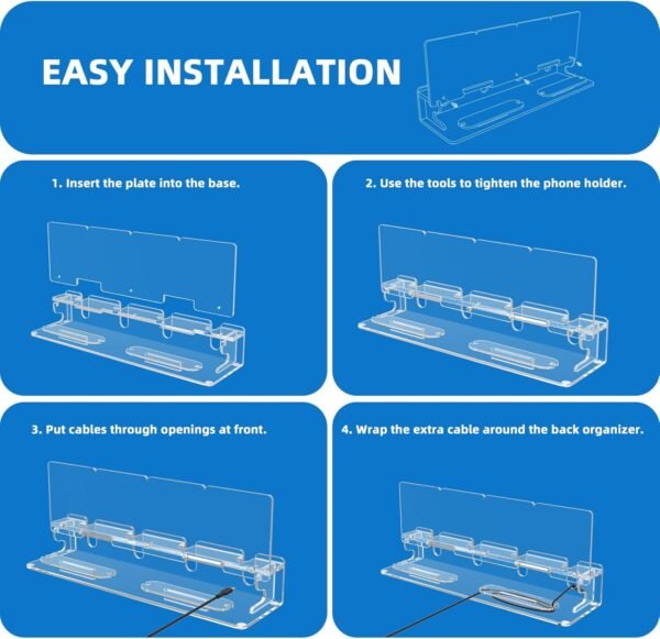 oem/odm cell phone stand, multiple phone holder organizer stand for 4 phones, acrylic desktop mobile phone docking station charging holder (clear) wholesale supplier & factory