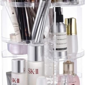 oem/odm 360 rotating makeup organizer,diy adjustable spinning holder,foldable cosmetic storage display box,large capacity make up caddy shelf,fits countertop vanity and bathroom (clear) wholesale supplier & factory