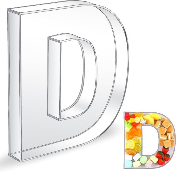 oem/odm uiifan 10'' acrylic letter box form tray display fillable letter charcuterie box acrylic candy dish for birthday party reusable plates for food, not include lid(clear,letter d) wholesale supplier & factory