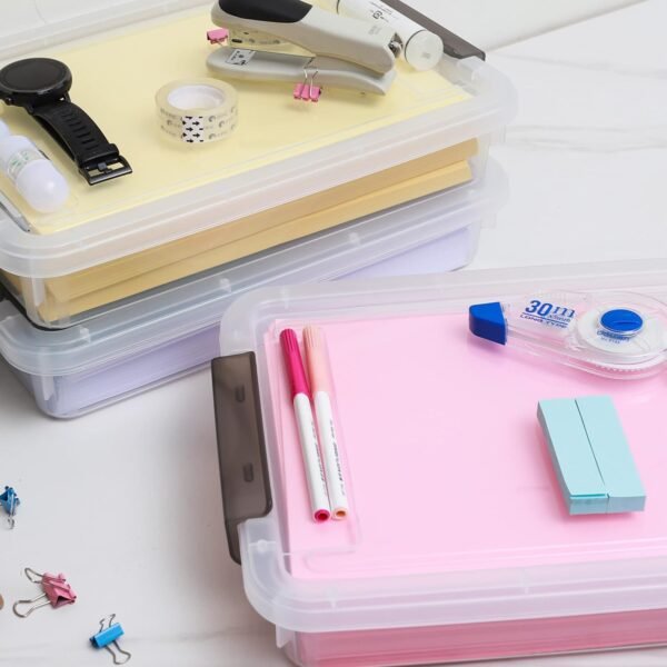 oem/odm citylife 3 pcs plastic storage bins with latching lids portable project case clear file box stackable storage containers for organizing a4 paper, photo, document, scrapbook wholesale supplier & factory