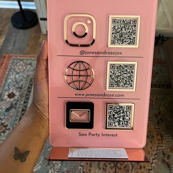 oem/odm personalized 3d qr code signs for business acrylic custom multi social media sign scan to pay payment display holder instagram facebook venmo cashapp zelle logo plaque stand beauty salon decor (clear) wholesale supplier & factory