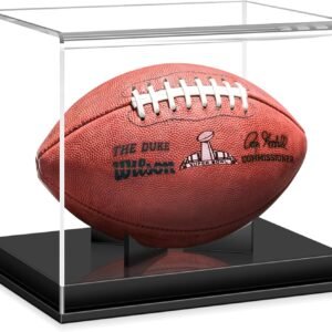 oem/odm kku football display case, acrylic football case display case autographed football holder, no assembly required football display box with removable built-in football display stand wholesale supplier & factory