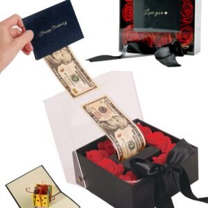oem/odm money box for cash gift pull – money roll pull out surprise box with gift card – unique party event for men, birthday, graduation, 50th 60th 70th for women bouquet wholesale supplier & factory