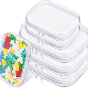 oem/odm 6 pcs clear hard zipper case hard-sided premium storage case plastic clear hard shell zipper pouch portable travel organizer box for building blocks puzzles cosmetics makeup pencil (white) wholesale supplier & factory