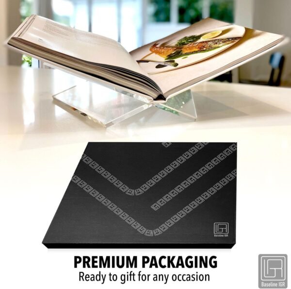 oem/odm large clear acrylic book stand, 12.5" x 9.5" x 5.5”, acrylic book holder, open bookstand for display and reading cookbooks, art books, bibles, magazines - home and office wholesale supplier & factory