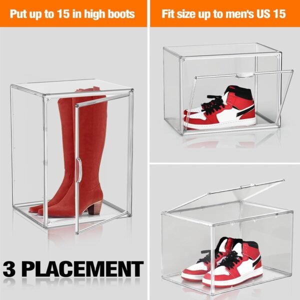 oem/odm xx-large tall boot storage box, large acrylic shoe box, sneaker shoe display case for collectibles clear plastic stackable handbag purse organizer with lids wholesale supplier & factory