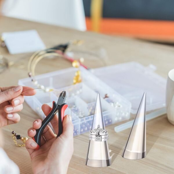 oem/odm jetec clear acrylic crystal ring holder acrylic ring display jewelry holder wedding display cone support single finger rings showcase stand for jewelry wholesale supplier & factory