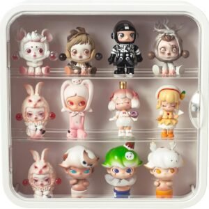 oem/odm clear display case for figures, wall mounted clear display box, 3 tiers adjustable acrylic display box stand with magnetic door for mini action figures pop mart collectibles, white wholesale supplier & factory