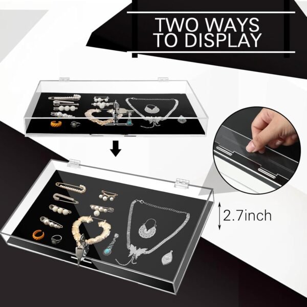 oem/odm 2 pcs acrylic locking jewelry display case clear ring earring necklace bracelet security showcase with lock and key for trade show retail display wholesale supplier & factory