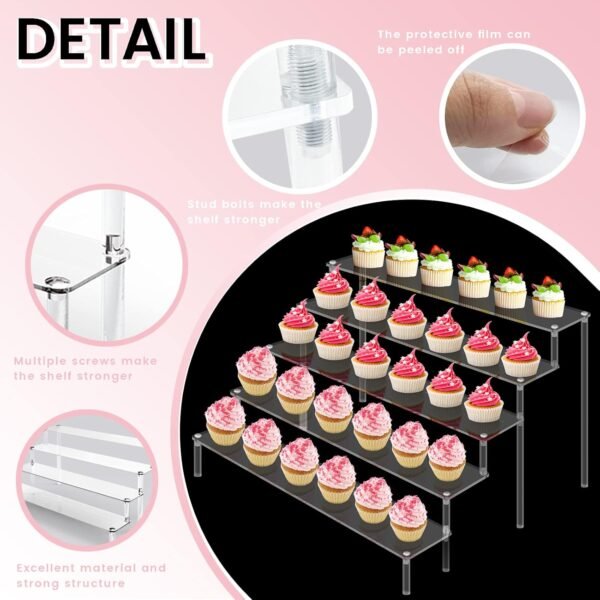oem/odm ulendis 2 pack 5 tier acrylic display risers stand shelf, acrylic dessert stands for display for collectibles cupcakes perfumes jewel, tabletop perfume cupcake stand for decorating & organizing… wholesale supplier & factory