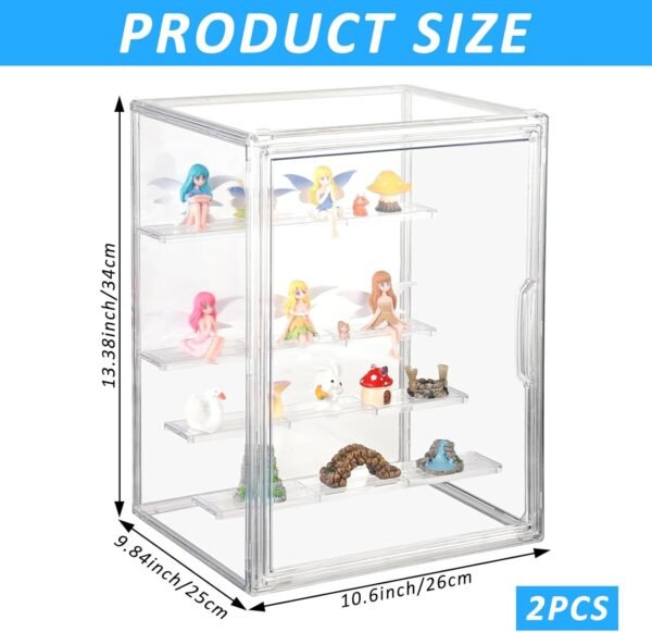 oem/odm 2pcs extra large 5 tiers clear display case for figures, acrylic storage organizers box with magnetic door, acrylic dustproof showcase for collectibles action figure collectibles wholesale supplier & factory