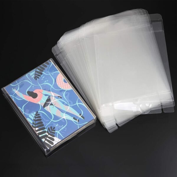 oem/odm 50 pack clear plastic transparent crystal boxes greeting card photo storage cases fold design protects boxes (a2: 4.53 x 1.02 x 5.91 inch) wholesale supplier & factory