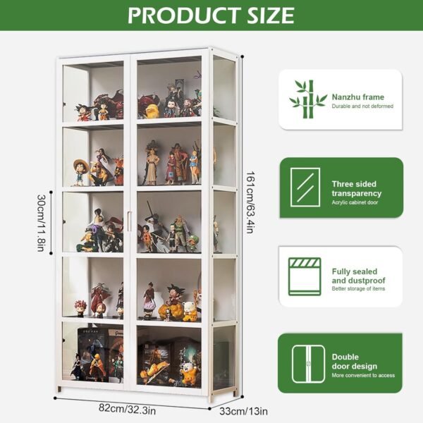oem/odm curio display cabinet display cabinet with 5-tier storage shelves,storage shelves with acrylic door toy organizers rack bookcase display cabinets for collectibles trophy display case wholesale supplier & factory