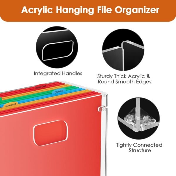 oem/odm maxgear hanging file organizer box, acrylic filing folder organizer for letter size, portable desktop box with handles, clear file crate storage boxes for office home wholesale supplier & factory