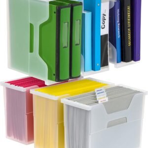 oem/odm iris usa medium portable desktop file box with open lid, 6 pack, side handles, hanging file folders, tabs & inserts, letter size, magazines, newspapers, mail, books, notebooks, clear wholesale supplier & factory