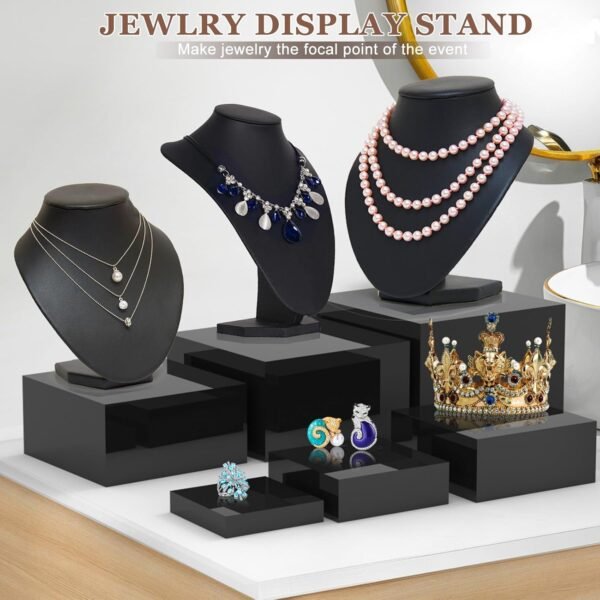 oem/odm 6pcs buffet risers,food risers for buffet table display stand shelf for party catering desset jewelry collectibles acrylic cube boxes display nesting risers with hollow bottoms black wholesale supplier & factory