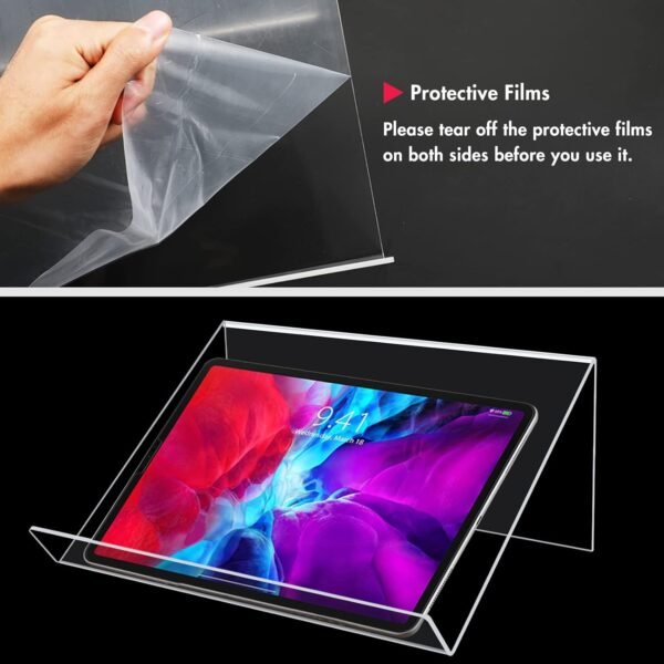 oem/odm kamehame book stands for display, 2 pack slightly elevated clear acrylic book display stand with 1.5" ledge, book easel anti-slip border for handwriting reading art and laptop, 12"x8.5"x5.1" wholesale supplier & factory