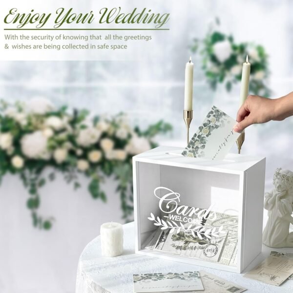 oem/odm ourwarm white wedding card box with slot, wooden card box for wedding reception, large envelope wedding box for cards, money gift card box holder for graduation party 2025, birthday, baby shower wholesale supplier & factory
