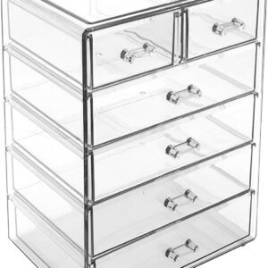 oem/odm sorbus acrylic makeup organizer - organization and storage case for cosmetics make up & jewelry - big clear makeup organizer for vanity, bathroom, college dorm, closet, desk (4 large, 2 small drawers) wholesale supplier & factory