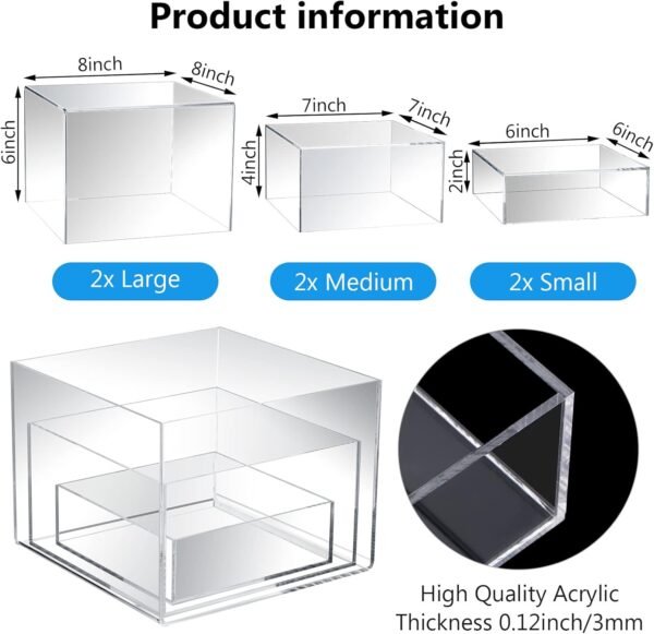 oem/odm tuanse 6 pcs buffet risers, food risers for buffet table, display stand for catering dessert collectibles jewelry figures show, 5 sided acrylic cube display organizer acrylic cube boxes(clear) wholesale supplier & factory