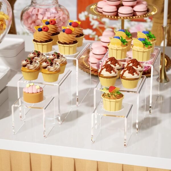oem/odm niubee 2 set acrylic risers display for funko pop figures,clear cake stands for candy dessert table decorations-3"x4"x5" wholesale supplier & factory