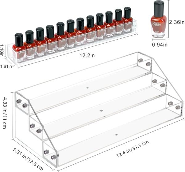 oem/odm 3 packs clear nail polish organizer holder shelf rack, acrylic display stand for sunglasses paint essential oils, makeup holder, nail poliahes storage to 36 bottles (fit 1-2oz bottles) wholesale supplier & factory