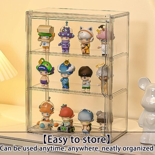 oem/odm 3 tiers clear display case stand box,for doll proof suitable collectibles action figures minifigure,acrylic storage organizers box with magnetic door wholesale supplier & factory