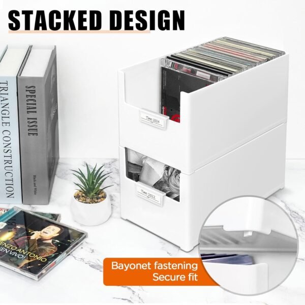 oem/odm cd storage box, stackable plastic cd organizer, hold up to 25 cds, cd storage case for desk and shelf wholesale supplier & factory