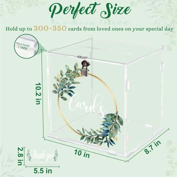 oem/odm ourwarm clear acrylic card box with lock & slot, thick diy wedding card box for wedding reception, large money gift box eucalyptus graduation card box for party graduation birthday baby shower wholesale supplier & factory